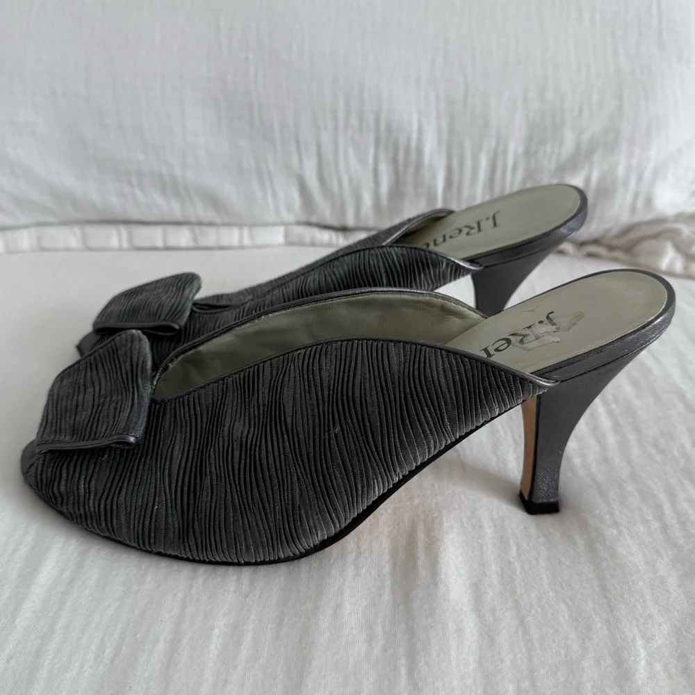 J. Renee Gray Elvira Peep-toe Fabric Mules - Picture 5 of 9